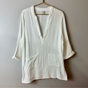 Kona Sol White Cuffed Sleeve Swim Cover Up size M